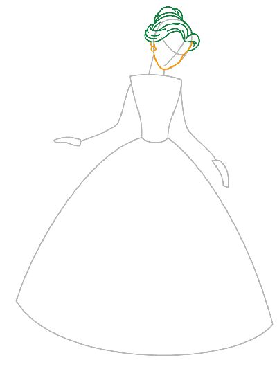 Princess drawing step 6