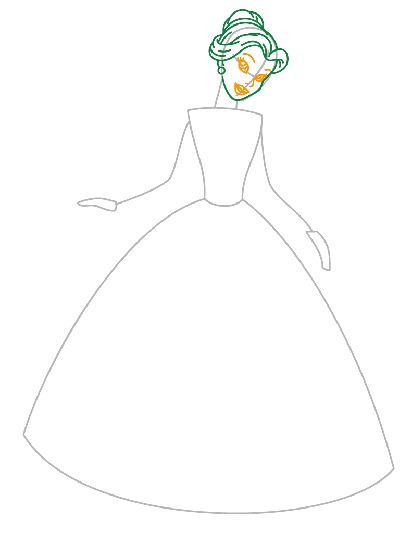 Princess drawing step 7