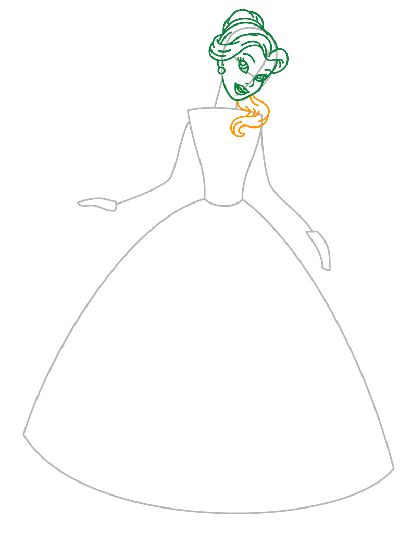 Princess drawing step 8