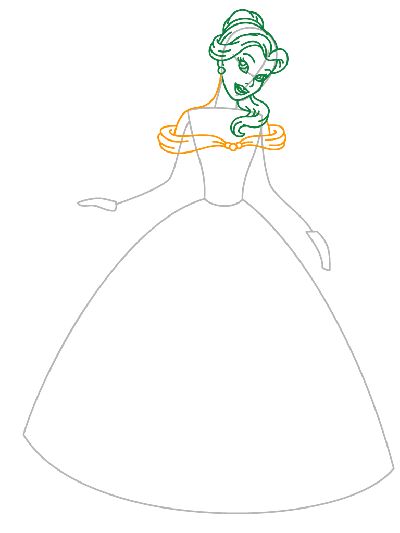 Princess drawing step 9